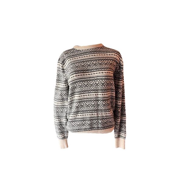 J Crew Crew Neck Striped Sweater Womens Medium Gray Wool Blend Preppy Casual - Picture 1 of 4